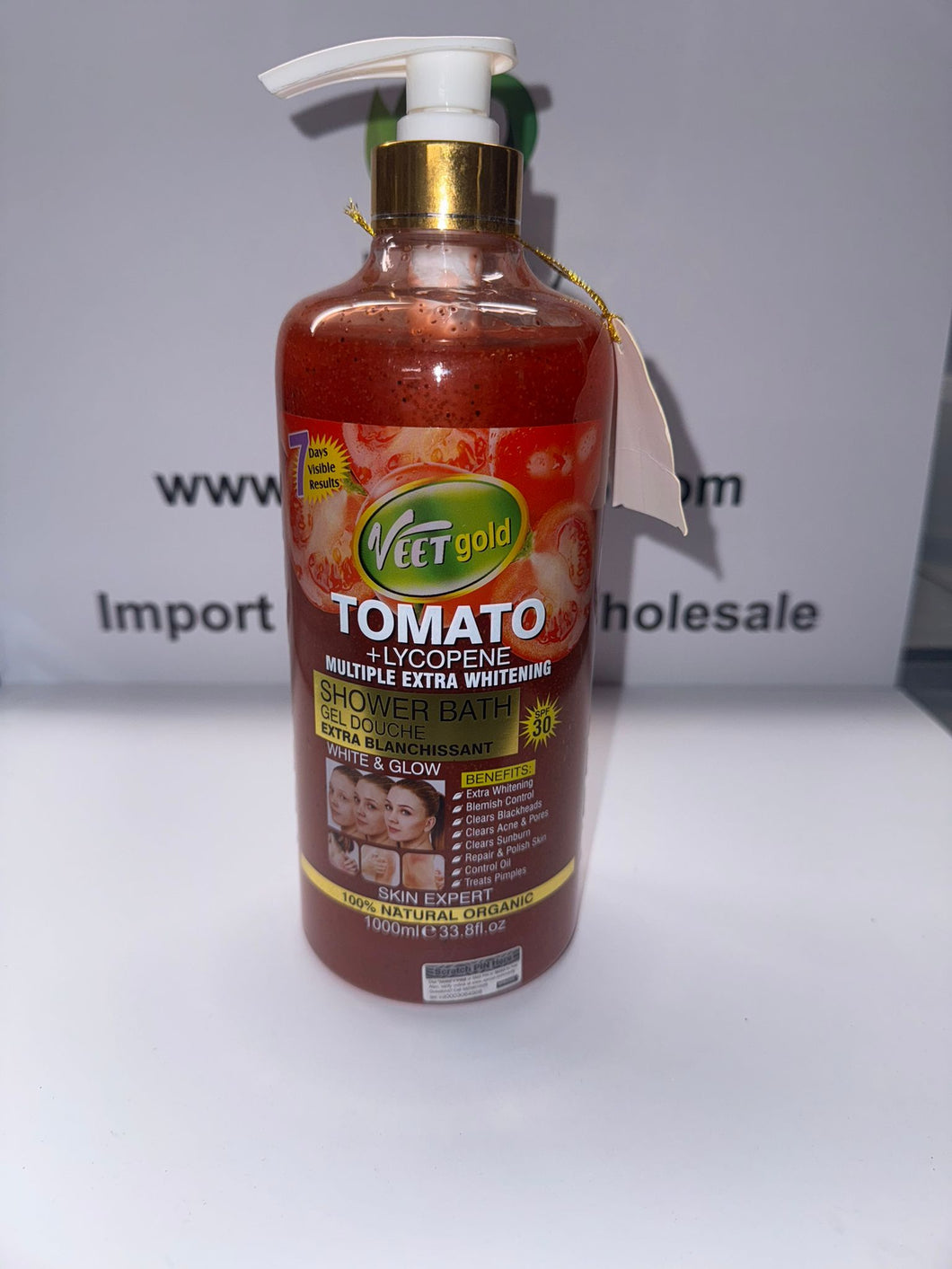 Veet Gold Tomato Extra Whitening Shower Bath White & Glow 1000ml SPF 30